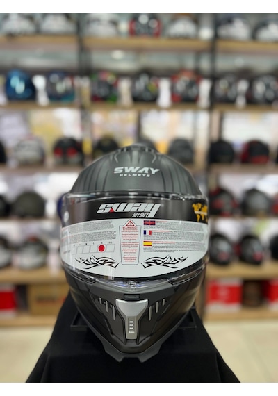 Sway Sw 865 Space Black White Full Face Kapalı Motosiklet Kask Gri - Siyah