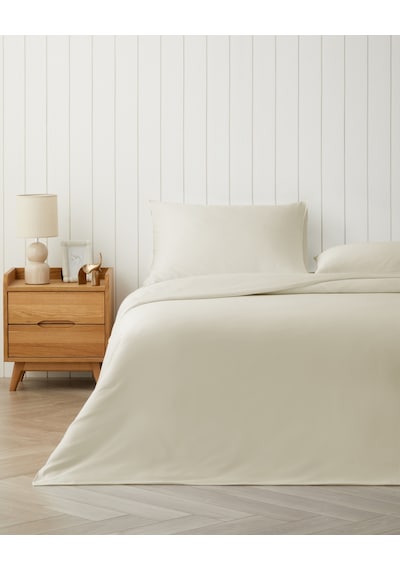 Micell Lyocell Saten Çift Kişilik Çarşaflı Nevresim Takımı 200x220 Cm Fildişi