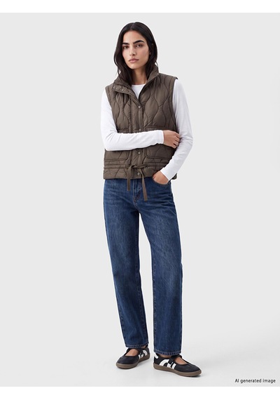 Lcw Vision Kahverengi Kapitone Oversize Kadın Şişme Yelek