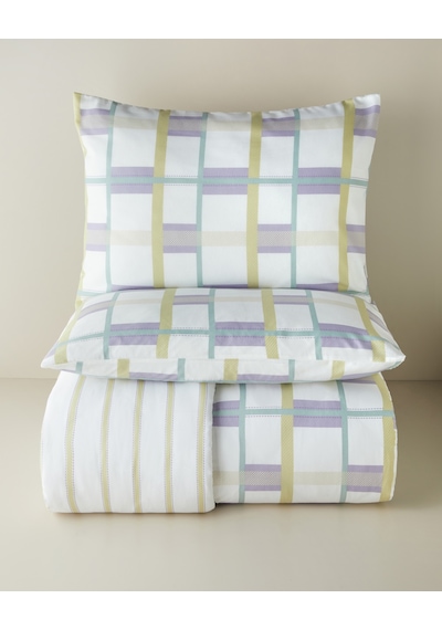 English Home Pop Grid Kolay Ütülenir Çift Kişilik Nevresim Seti 200x220 Cm Lila-yeşil