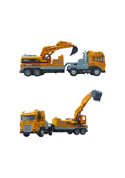 Metal Kasalı Işıklı-sesli Kamyon Taşıyıcılı Kepçe İle İnşaat Maceraları Başlasın