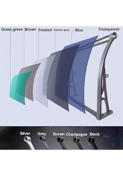 Bu Modern Güneş Şemsiyesi, Büyük Drenajlı Uv Korumalı, %99 Polikarbonat Gölgelik, Veranda, Teras, Çatı Yağmur Kalkanı, Pencere Tentesi 60 X 560 Cm - Dış Mekan Bahçe Kullanımı Diğer