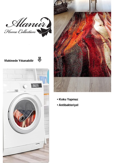 Dekoreko Kaymaz Taban Djt Salon Halısı Star Pamuk Modern S5050 Bordo