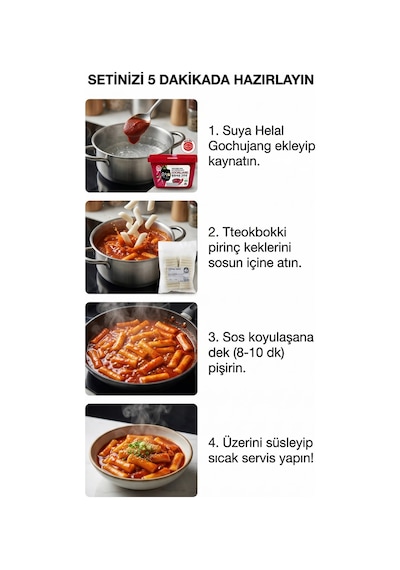 Tteokbokki Kore Pirinç Keki 1 Kg Ve Helal Gochujang 500 Gr Set