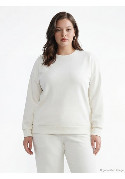 Lcw Vision Sarı Bisiklet Yaka Oversize Kadın Sweatshirt