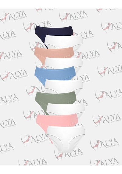 Alya Underwear Kadın Külot Basic Slip Renkli Pamuklu Iç Çamaşırı 10'lu Paket Multicolor-x32 Multicolor - X19