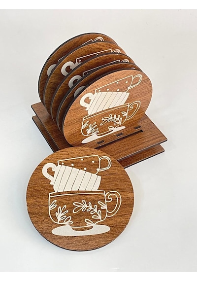 6 Lı Mdf Bardak Altlığı Dekoratif Ecceca1012 Karışık