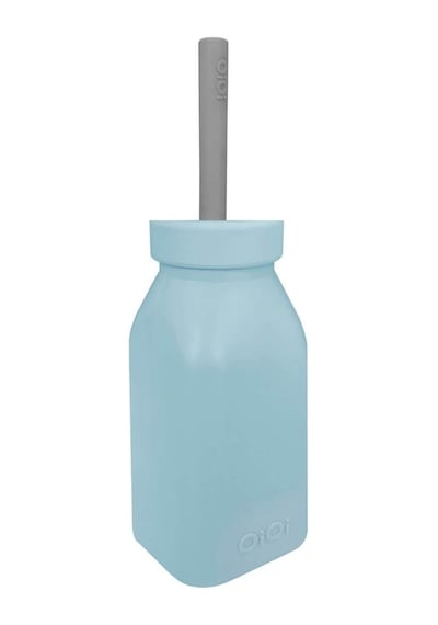Oioi Silikon Şişe ve Pipet 6+ Ay 200 ML Mineral Blue - Powder Grey Mavi