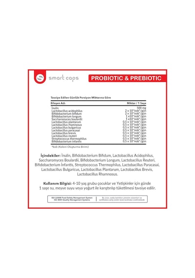 Smartcaps Probiyotik & Prebiyotik 30 Saşe