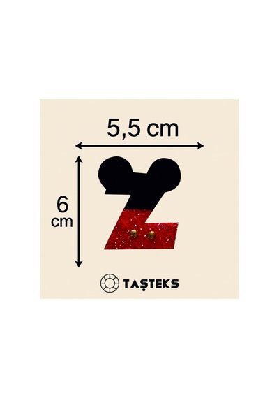 Taşlı Ütülenebilen Veya Sticker Olarak Kullanılabilen ' Mickey Z ' Harfi