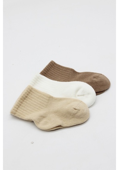 Erturkstore Dog Boy 3'lü Penye Soket Çorap 10134 Bej Çok Renkli