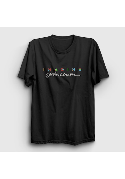 Presmono Unisex Sign Beatles John Lennon T-shirt Siyah