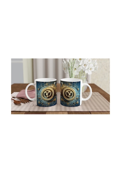 Başak Burcu Baskılı Kahve Kupası - Zamanın Çarkları Astroloji Mekanizması Vs2 Renkli