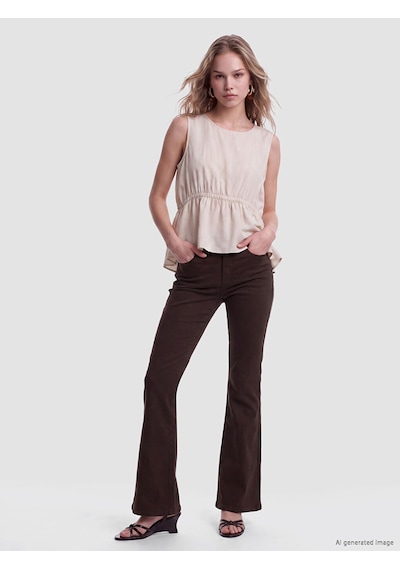 Lcw Vision Beyaz Bisiklet Yaka Peplum Bluz