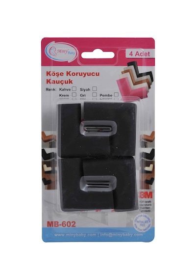 Miny Baby Unisex Kauçuk Köşe Koruyucu, Siyah Çok Renkli