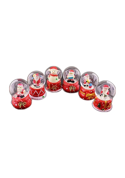 6 Adet Yeni Yıl Noel Yılbaşı Temalı Mini Boy Işıklı Kar Küresi