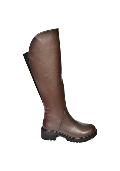 Fox Shoes N654032803 Kahverengi Hakiki Deri Alçak Topuklu Kadın Çizme Kahverengi