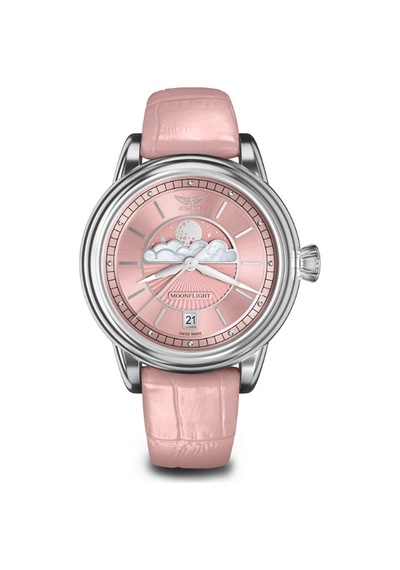 V.1.33.0.257.4 Pembe Deri Kayışlı 36 Mm Kadın Kol Saati Safir Cam 2 Yıl Garantili Pembe - 860619371 Metalik