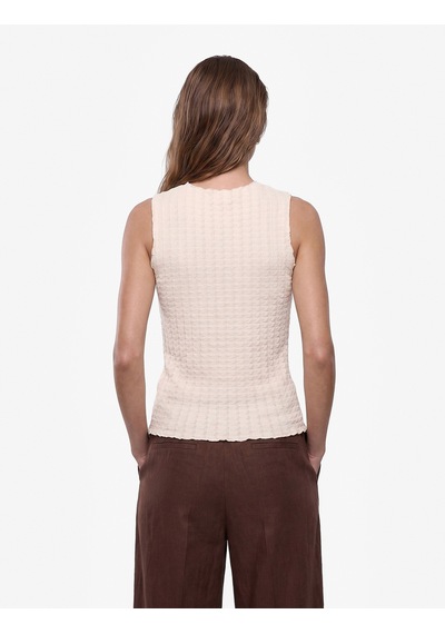 Koton Bürümcük Kumaş Slim Fit Düğmeli Bisiklet Yaka Yelek Bej 6sak10040ek Ekru