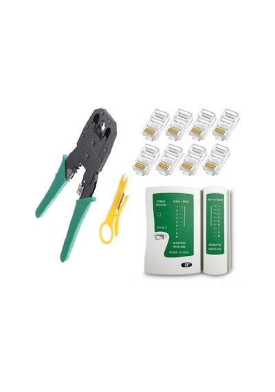 Network Cat5Cat6 Sıkma Pense+50 Adet Cat5Cat6 Jak + Test Cihazı