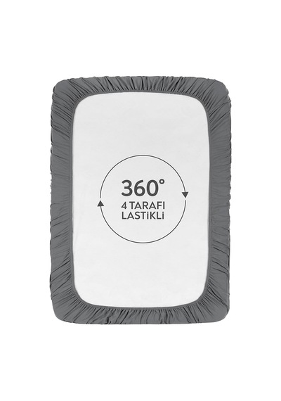 The Berb %100 Pamuklu Tek/çift Kişilik Lastikli Penye Çarşaf Fitted Jersey Gri, 120x200 Genel