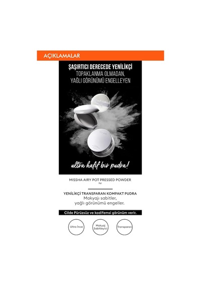 Kızarıklık Karşıtı Ultra Hafif Sıkıştırılmış Pudra 8g Airy Pot Pressed Powder Mint Diğer