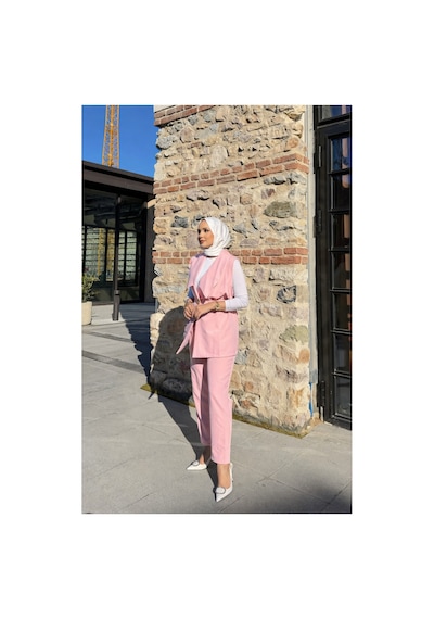 Riella Butik Sera Yelekli Takım Pembe