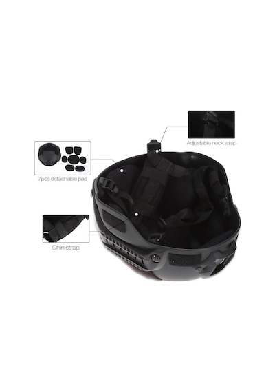 Airsoft Raylı Koruyucu Kask Miğfer Siyah Haki