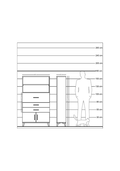 Arges Dolap 2 Raflı 3 Çekmeceli 2 Kapaklı 88x30x163 Çam-çam Çam