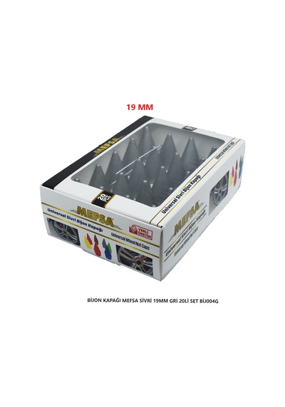 Bijon Kapağı Sivri 19 Mm Gri 20 Li Set