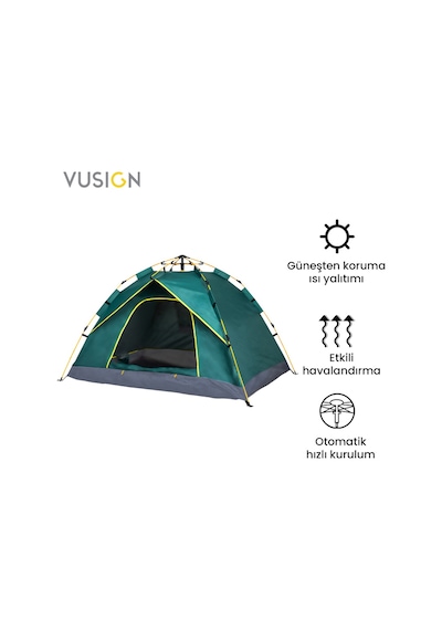 Vusıgn Otomatik Kamp Çadırı 2 Kişilik Kolay Kurulum 200x148 Cm Outdoor Çadır Vs4001-gn Yeşil