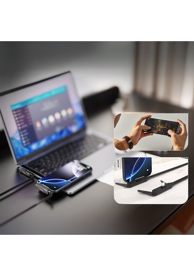 Lenyes Lc553 Type-c To Type-c E-mark Çipli Standlı Data Ve Şarj Kablosu 100w 1m Siyah