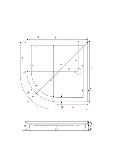 Shower 90x90 Drop Oval Panelli Duş Teknesi