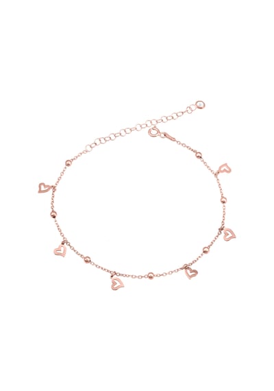 Brezza Lusso Jewelry Kalp Figürlü Clasical Sallantılı Gümüş Kadın Ayak Halhal Rose