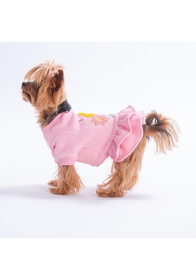 Pembe Arosa Nivalis Çiçek Nakışlı Kedi Köpek Elbisesi Köpek Kıyafeti Kedi Kıyafeti