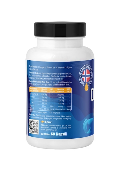 Supra Vitamin Omeg-3 Balık Yağı 1400 Mg Balık Yağı + Vitamin D3 & K2 60 Softgels