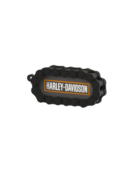 Harley Logolu Özel Tasarım Zincir Detaylı Motosiklet Anahtarlığı Turuncu