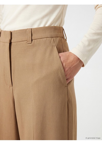 Lcwaıkıkı Classic Bej Beli Lastikli Havuç Kesim Kadın Pantolon