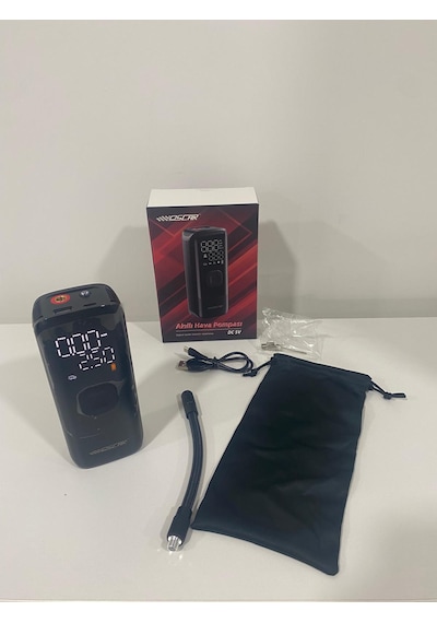 Çok Fonksiyonlu Dijital Akıllı Hava Pompası Araba Kompresörü Şarjlı Kablosuz Işıklı 4000mah