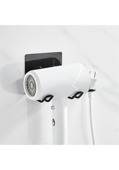 Fön Makine Askısı Siyah Yapışkanlı Fön Makine Tutucu Çok Renkli