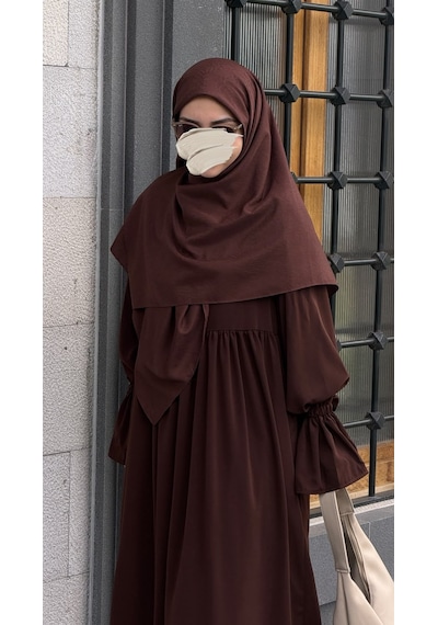 Qalortex Scarf Premium Jakarlı Hüma Büyük Boy Eşarp-acı Kahve indigo