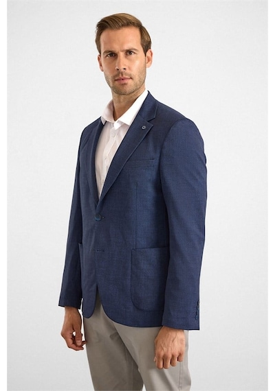 Süvari Lacivert Slim Mono Yaka Torba Cep 6 Drop Klasik Ceket Sct2021600007-m09