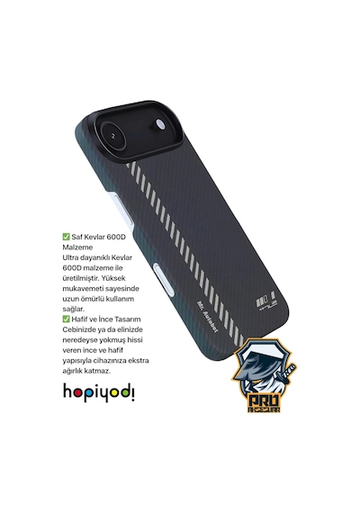 Apple Uyumlu iPhone 17 Air Kılıf M-safe Şarj 600d Güçlü Kamera Çerçeveli Pure Kevlar Fiber Turuncu-siyah Hafif İn