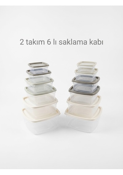 12 Parça Saklama Kabı Seti 2 Takım 6'lı İç İçe Geçebilen Mutfak Erzak Ve Mutfak Düzenleyici Kap Seti Çok Renkli