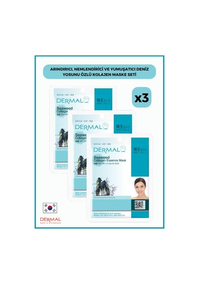 Dermal Arındırıcı Nemlendirici Ve Yumuşatıcı Deniz Yosunu Özlü Kolajen Maske 3 x 23 G