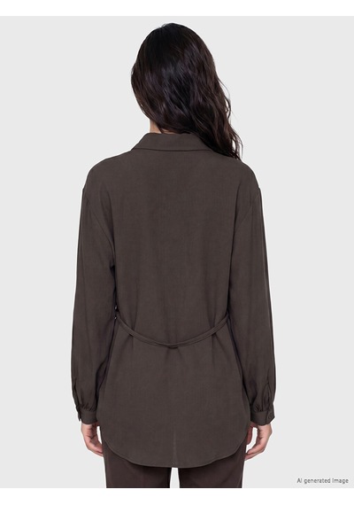Lcw Modest Kahverengi Beli Kuşaklı Kadın Gömlek Tunik