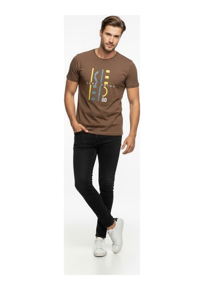 Keep Going Urban Baskılı Erkek Tişört Sportif Günlük Stil Çok renkli