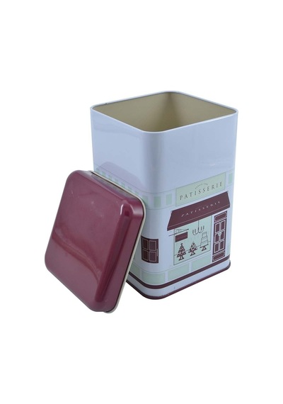Patisserie Home Desenli Kare Metal Saklama Kabı, 10.5 X 10.5 X 16 Cm, 1.7 Lt