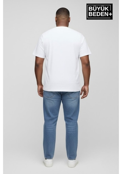 Superlife Erkek Büyük Beden Willamsburg Brooklyn Baskılı 3xl-6xl Bisiklet Yaka Tshırt Spr26bts510-16 Beyaz