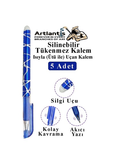 Mavi Silinebilir Tükenmez Kalem 5 Adet Bıa Silinebilir Jel Pilot Kalem Mürekkepli Kolay Silinebilir Kumaş Kalemi Mavi